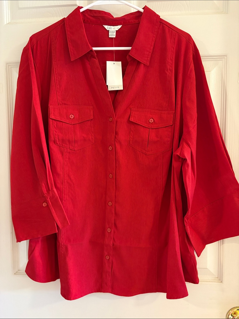 Petite Button-Up Shirt in Red